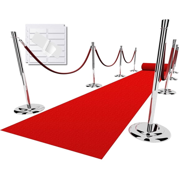 Red Carpet Runner for Party, Felt Non-Woven Fabric, Hollywood Red Carpet for Event, Aisle Runner for Wedding Ceremony, Movie Theme Party Deco, Red Runway Rug for Prom