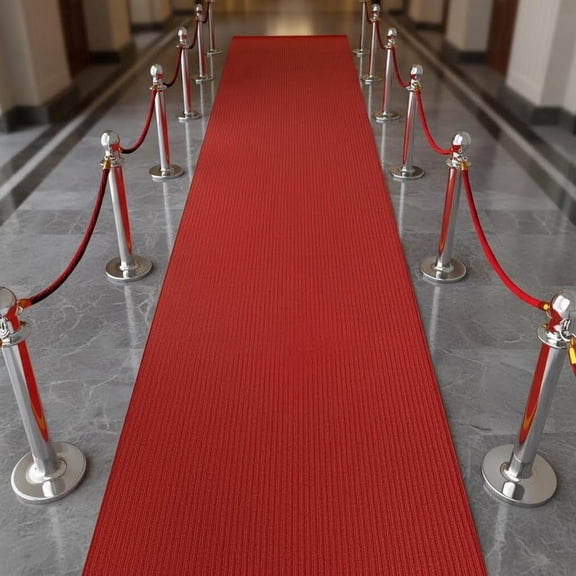 Red Carpet Runner for Party & Events, Aisle Runner for Wedding Ceremony, Hollywood Oscars Runner Rug, Non-Slip Rubber Backing, No Tape Needed
