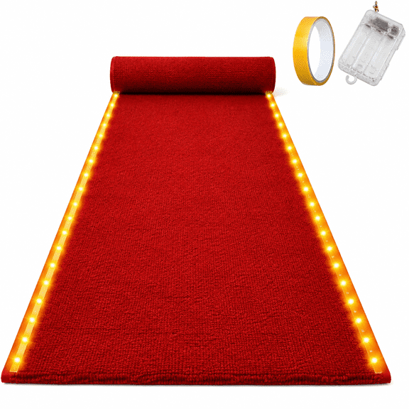 Red Carpet Runner with LED Wedding Aisle Party, 2 x 15 ft, Classic