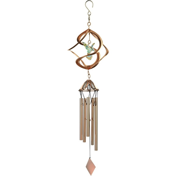 Red Carpet Studios 10131 21-Inch Copper Cosmix Wind Spinner and Chime, Hummingbird