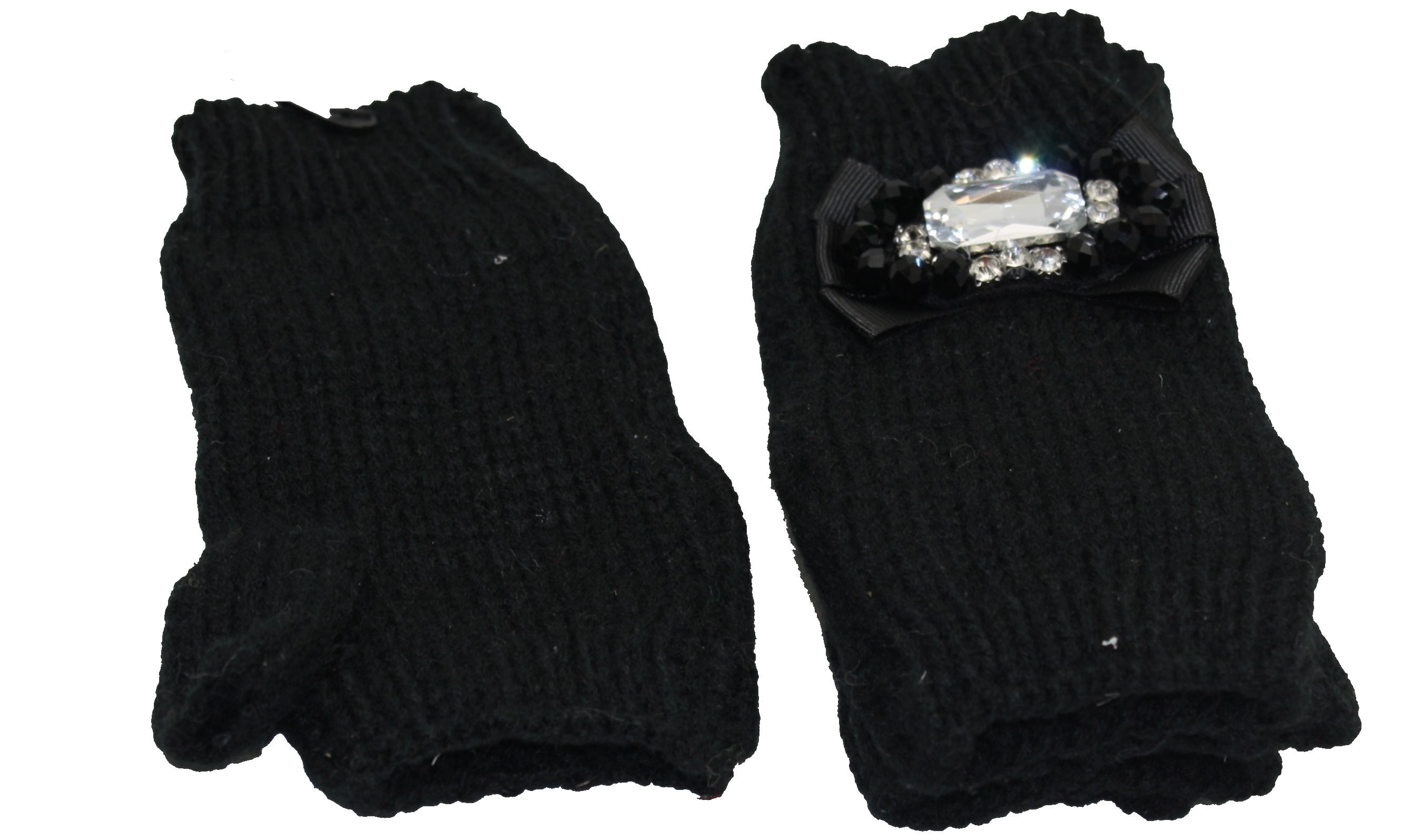 Red Carpet Studios 1Pack Jeweled Fingerless Gloves Black