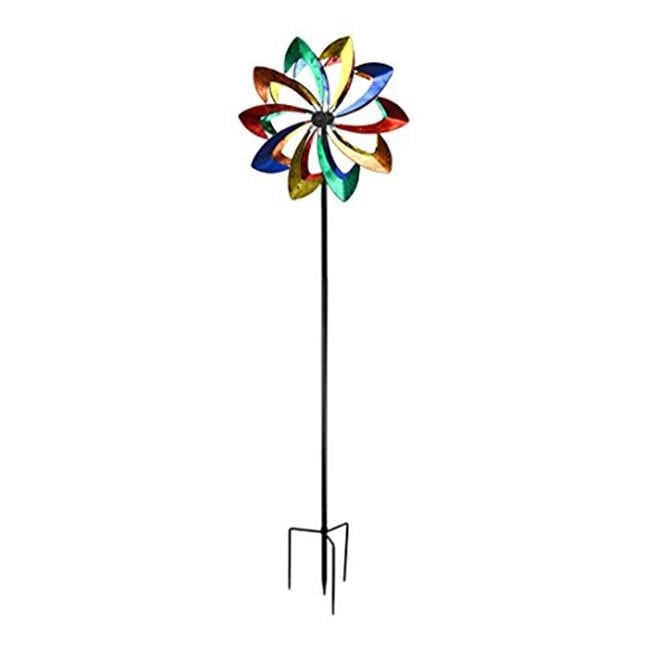 75" Multicolor Steel Petal Wind Spinner with LED Lights