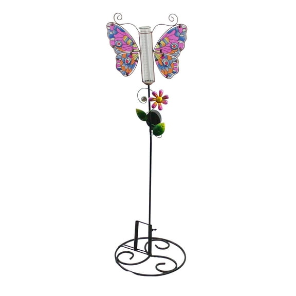 Red Carpet Studios 34538 Rain Gauge, Butterfly Pink Blue
