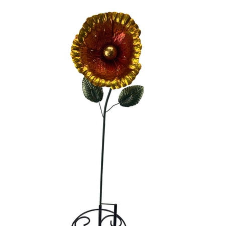 Red Carpet Studios 35472 Poppy Flower Garden Stake Yellow