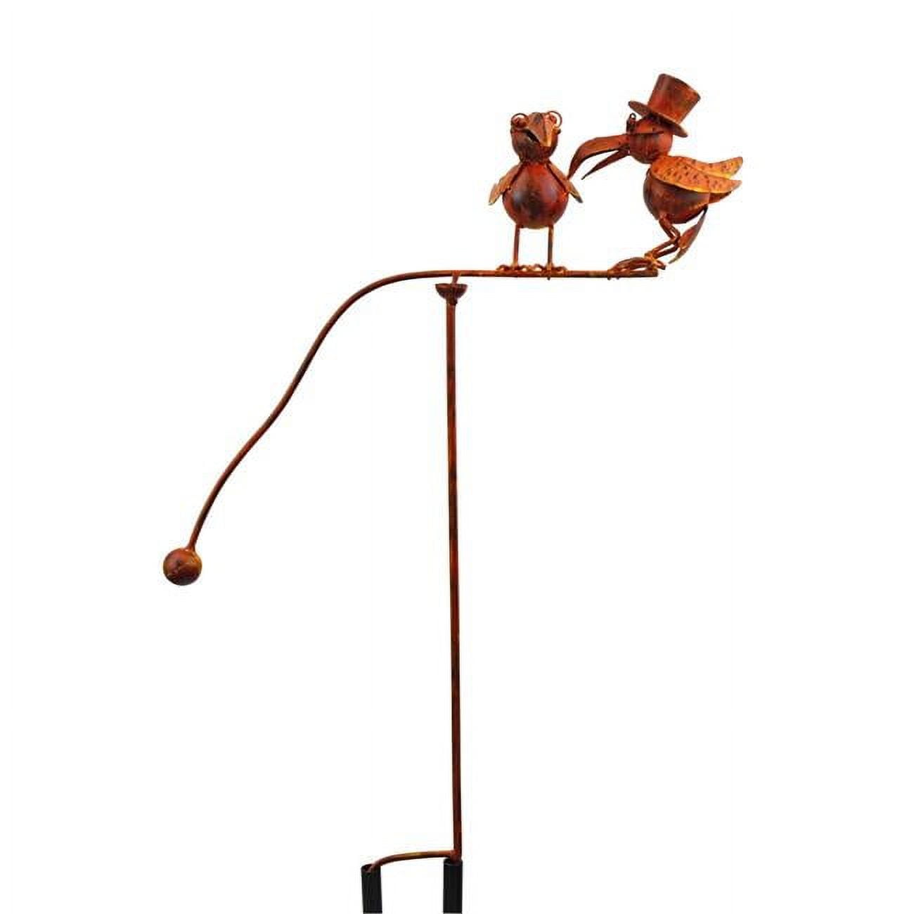 Small Bronze Metal Balancing Crow Garden Stake