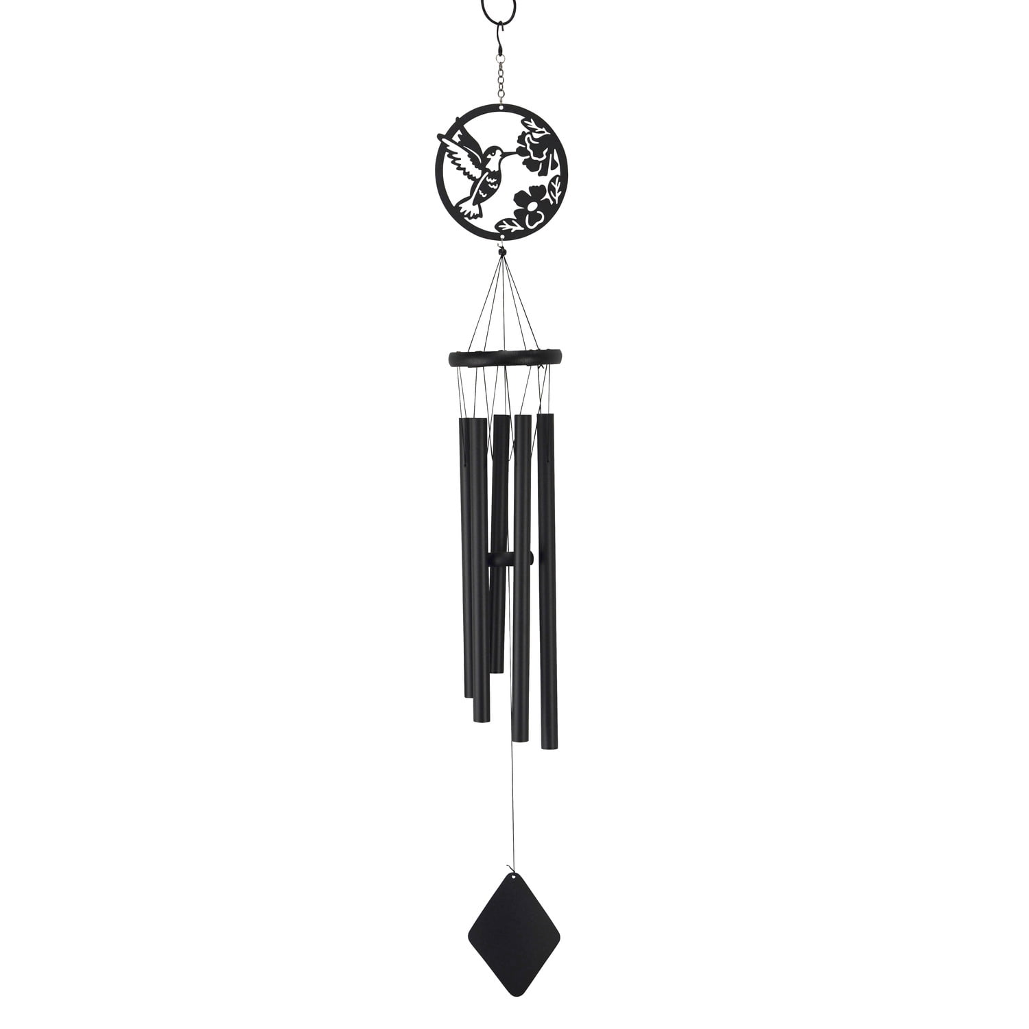 Classic Black Aluminum Hummingbird Outdoor Wind Chime 40"