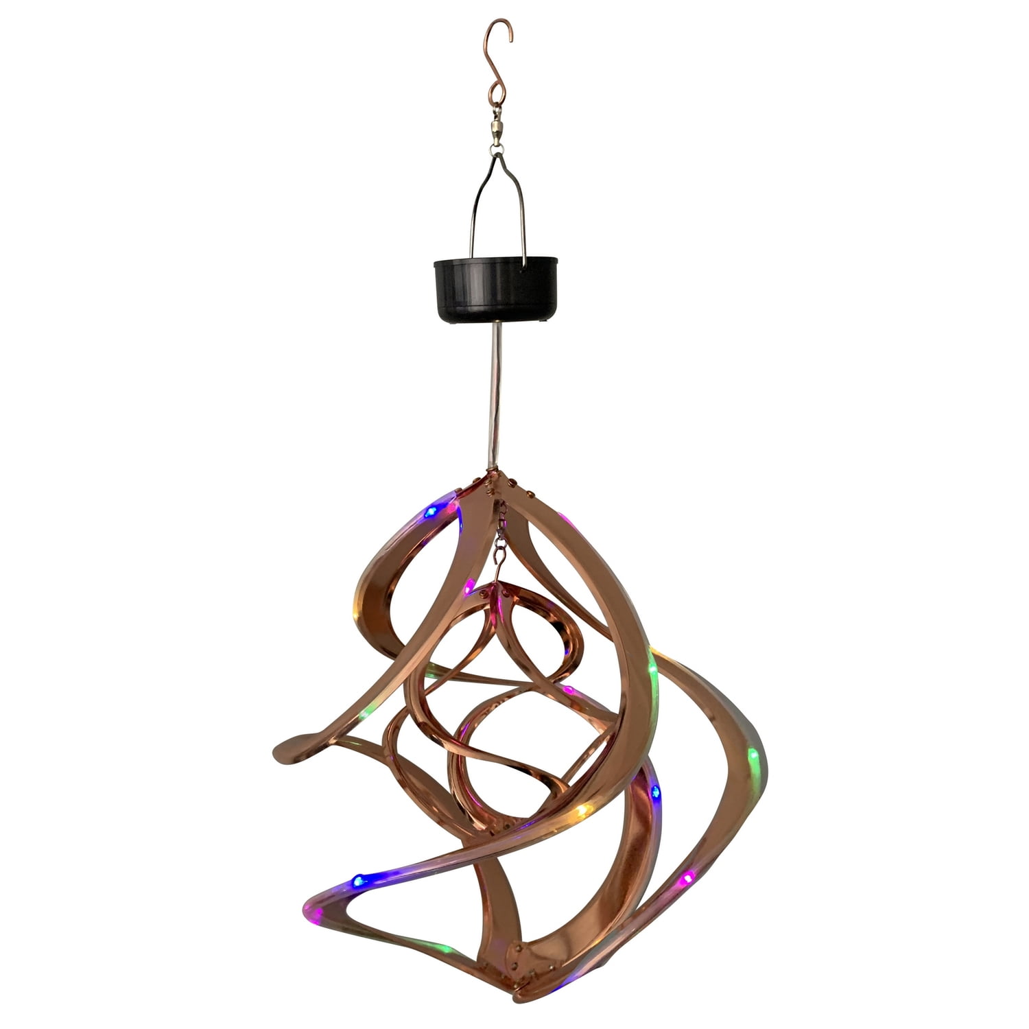 Copper Double Helix LED Solar Wind Spinner, 19"