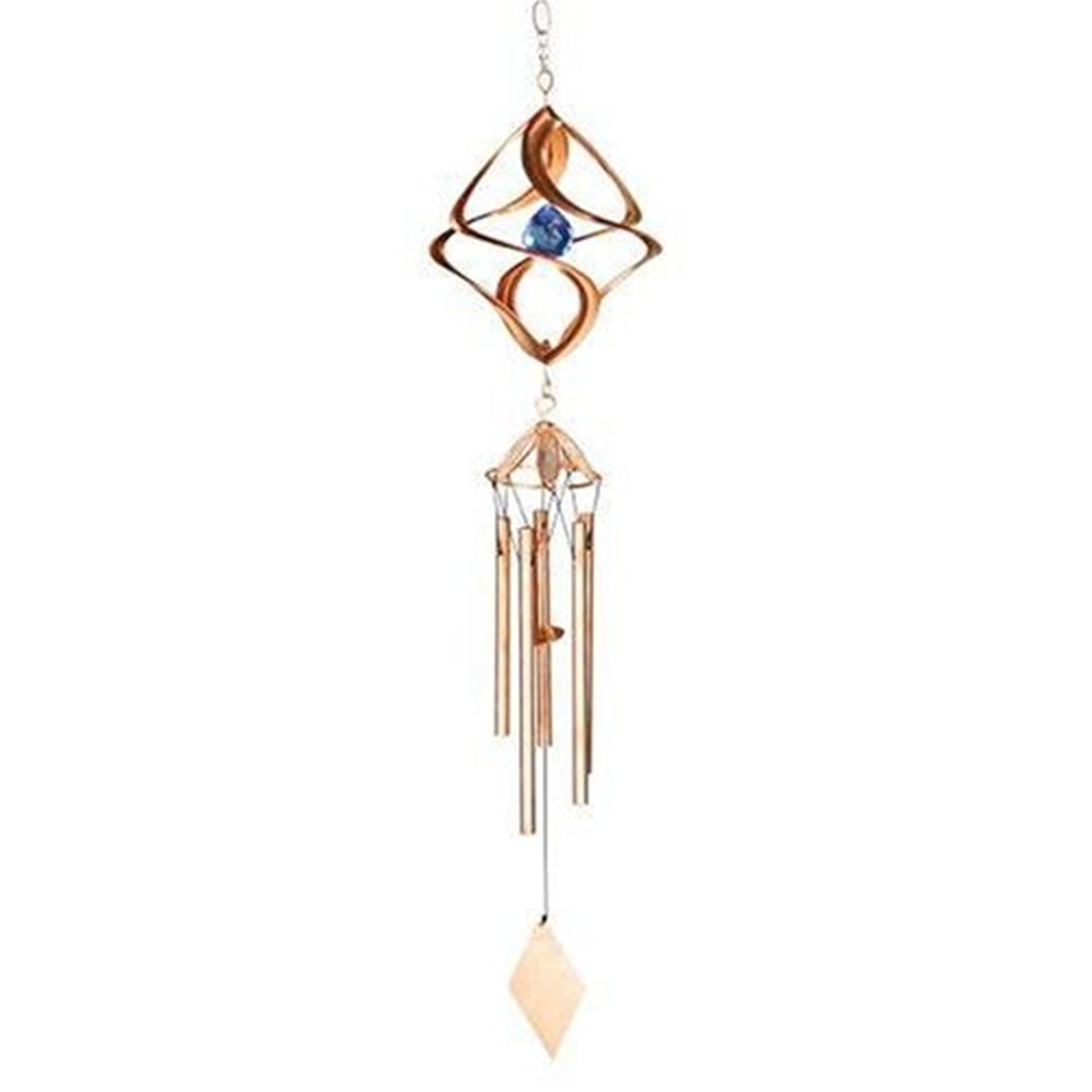 Copper and Blue Crystal 25" Wind Chime with Aluminum Tubes