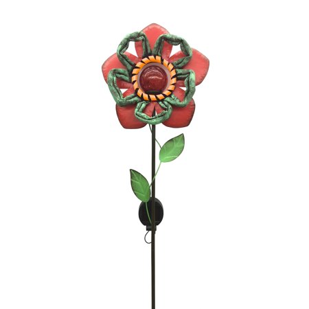 Red Carpet Studios Stake Solar Flower Red