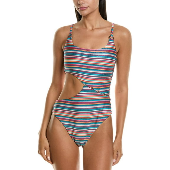 Red Carter womens  Milano Stripe Asymmetric One-Piece, s