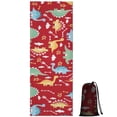 thumbnail image 1 of Red Cartoon Dinosaurs Arrows Pattern Hot Yoga Mat Towel Non Slip for Hot Yoga - Quick-Drying Yoga Mat Cover with 4 Corner Pockets with Travel Bag - Hot Yoga Towel Non Slip 74"x26", 1 of 6