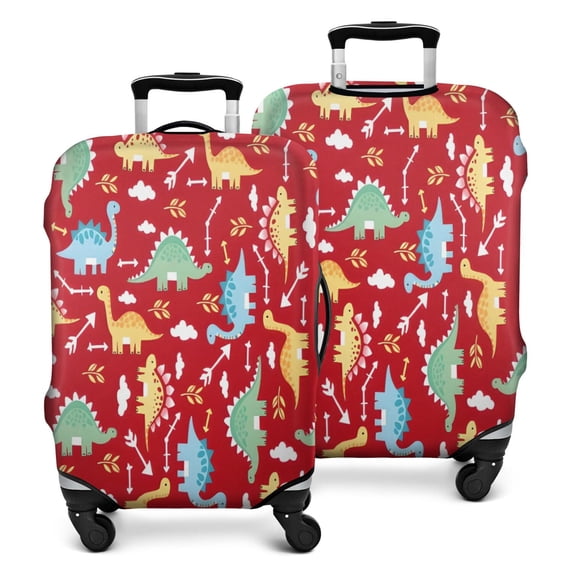 Red Cartoon Dinosaurs Arrows Pattern Luggage Cover Fashion Suitcase Cover Baggage Covers Fit 25-28 Inch Luggage (Go Travel)