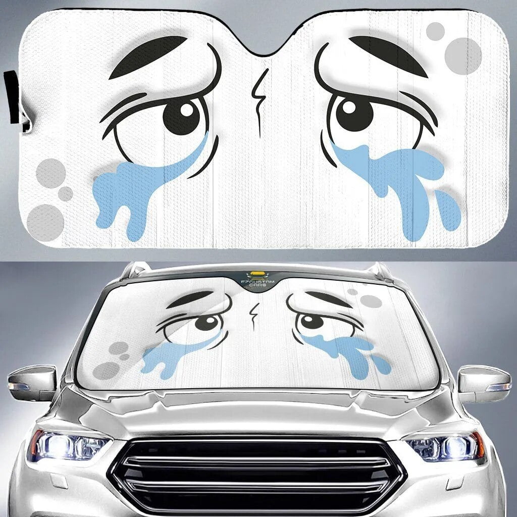 Red Cartoon Eyes Car Sunshade Custom Black Color Car Sunshades