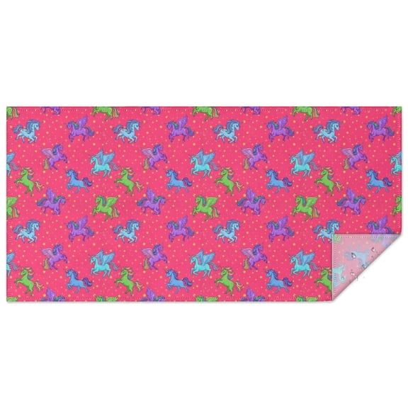 Red Cartoon Unicorn Pattern Rectangle Tablecloth 60"x120",Waterproof Polyester Rectangle Table Cloth, Wipeable Spillproof Polyester Tablecloth for Dining, Camping, Indoor and Outdoor