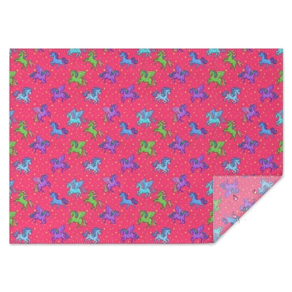 Red Cartoon Unicorn Pattern Rectangle Tablecloth 60"x84",Waterproof Polyester Rectangle Table Cloth, Wipeable Spillproof Polyester Tablecloth for Dining, Camping, Indoor and Outdoor