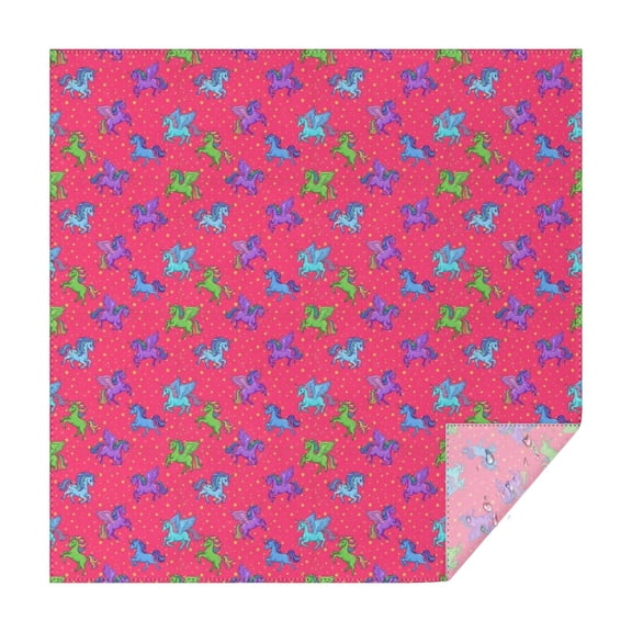 Red Cartoon Unicorn Pattern Square Tablecloth,Waterproof Square Table Cover,Wipeable Spillproof Washable Table Cover for Home Kitchen Party Decor 60"x60"(152x152cm)