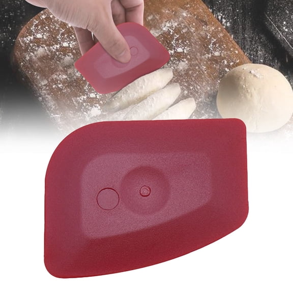 Red Cast Iron Pan Scraper Tool, Heavy Duty Non-Scratch Skillet & Grill Cleaner, Food Grade Silicone Scraper with Stainless Steel Core, Kitchen Cleaning Accessory 2.95×2.36 in