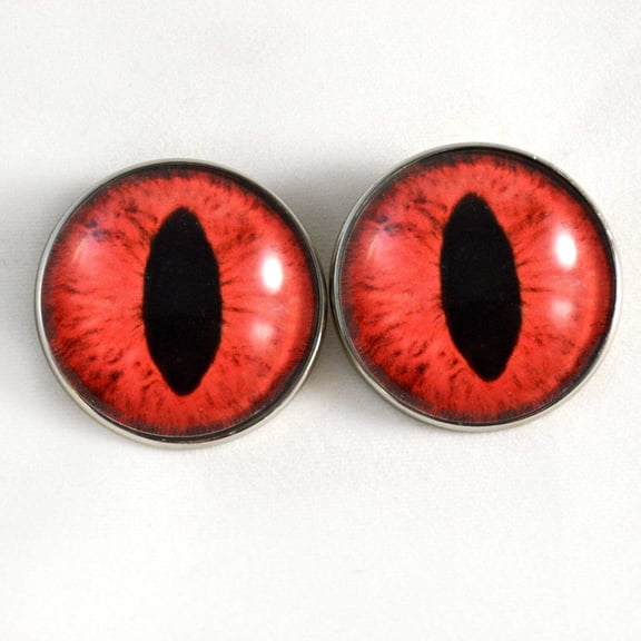 Red Cat Sew-On Button Glass Eyes