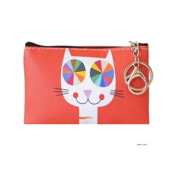 Red Cat Themed Small Zipper Sewing Pouch