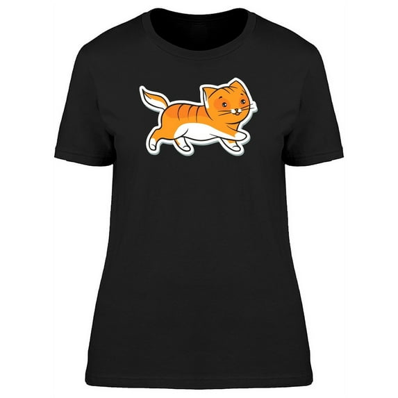 Red Cat Walking Sticker T-Shirt Women -Image by Shutterstock, Female XX-Large