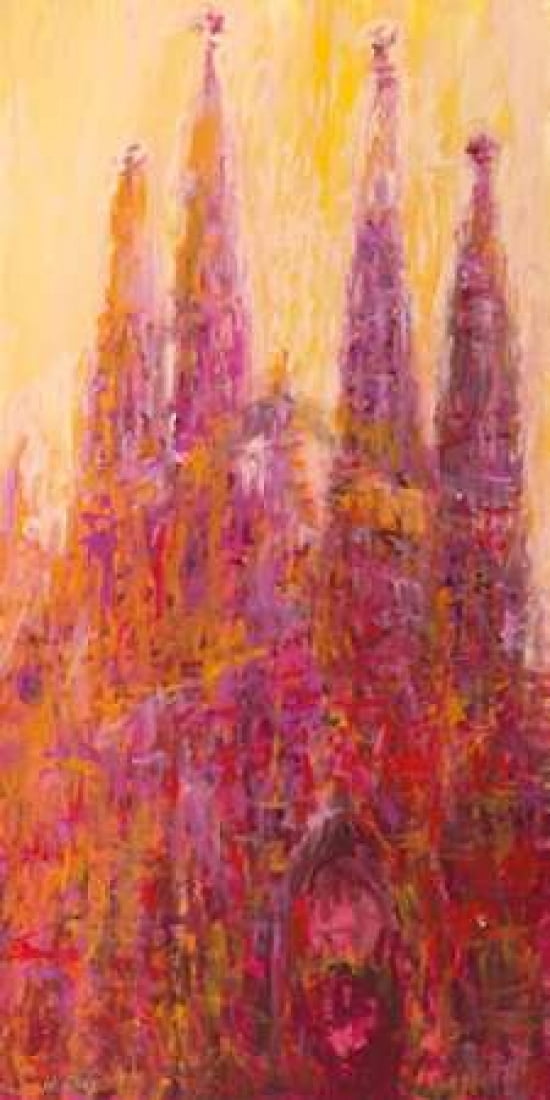 Red Cathedral Canvas Art - JC Pino (24 x 48)