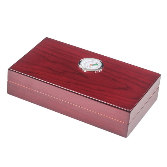 Red Cedar Wood Storage Box with Hygrometer, Portable Wooden Travel Case Holds Up to 4 Items