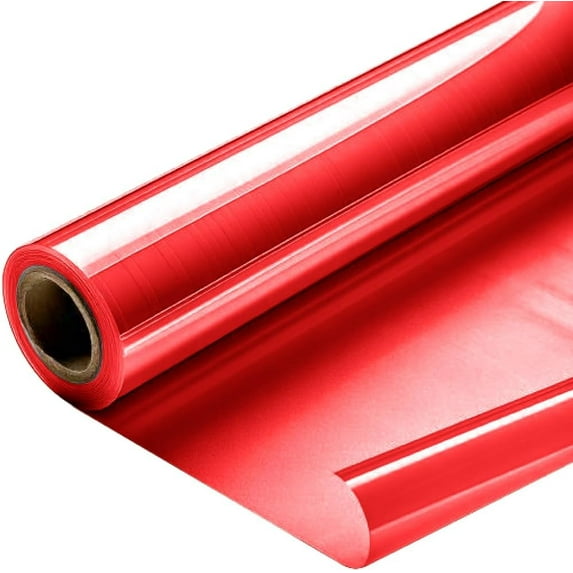 Red Cellophane Wrap 24'' x 100' Roll - Colored Cellophane Sheets for Craft Baskets, Gift Wrapping Supplies, Plastic Wrap for Gift Baskets