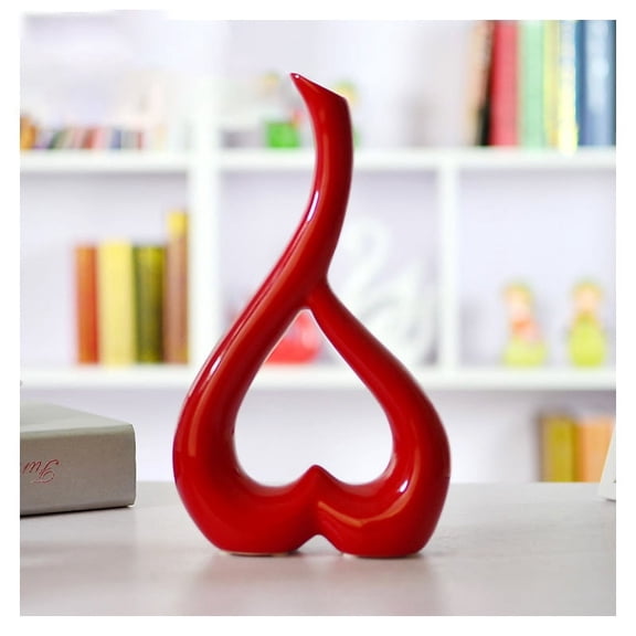 Red Ceramic Love Shape Vase Decor,Modern Decorative Vase,Gift for Birthdays and Special Occasions