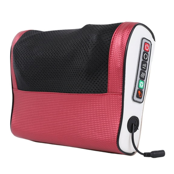 Red Cervical Massage Pillow Neck Shoulder Massager With Heat Therapy, Kneading Nodes And Portable Design For Car Home And Office Relaxation 12.5X10.2X5.5In 2.25Lb