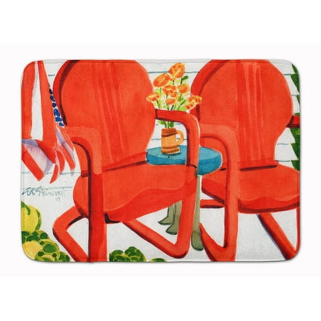 Red Chairs Patio View Machine Washable Memory Foam Mat