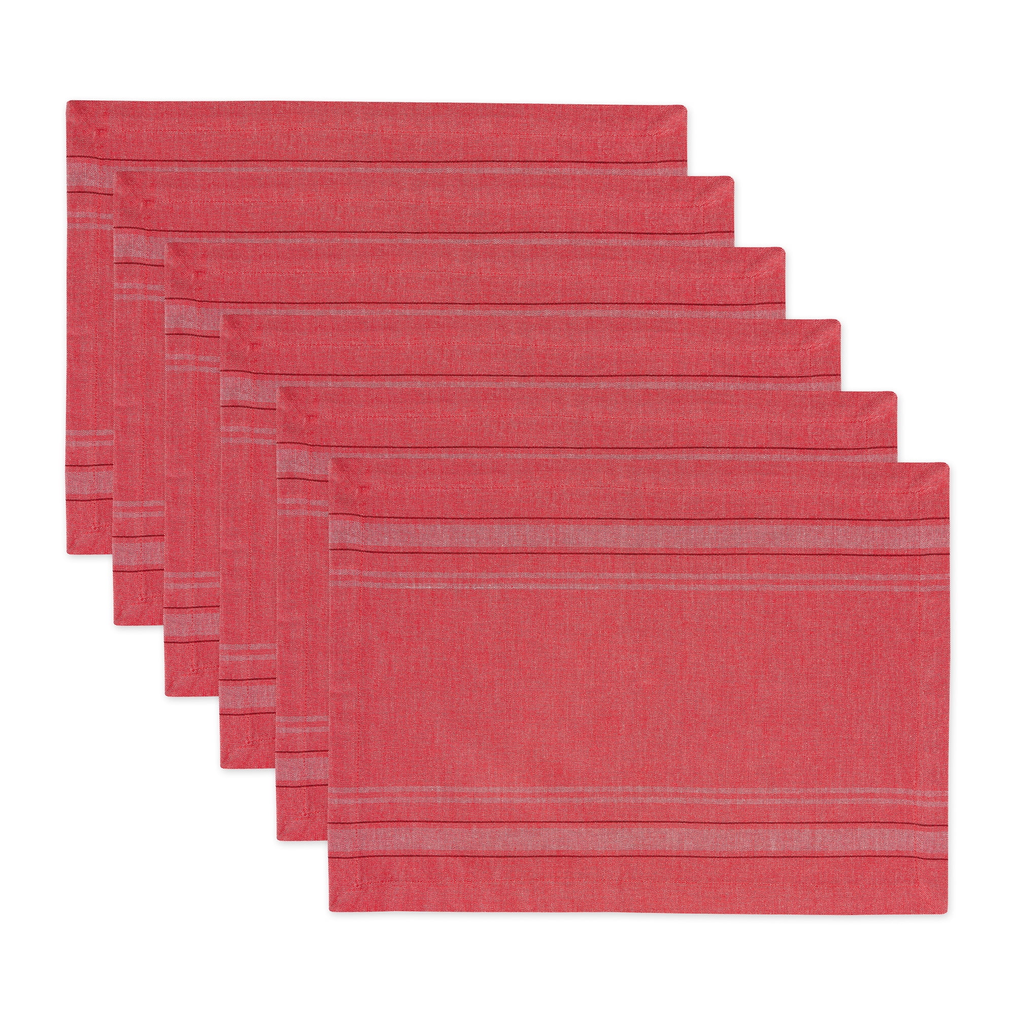 Rustic Red Cotton Stripe Rectangular Placemats, Set of 6