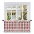 thumbnail image 1 of Red Checked Tier Curtains 36 Inch Length, Floral Farmhouse Red Buffalo Plaid Cafe Short Curtains for Bathroom Over Sink, Small Kitchen Curtain Light Filtering Tiered Drapes 2 Panels 27.5"Wx36"L, 1 of 9