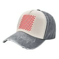 thumbnail image 1 of Red Checkerboard Pattern Baseball Cap Distressed Adjustable Vintage Cotton Denim Hat for Women Men, 1 of 7