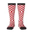 thumbnail image 1 of Red Checkerboard Pattern Knee High Socks for Women Long Leg Warmers Socks, 1 of 7