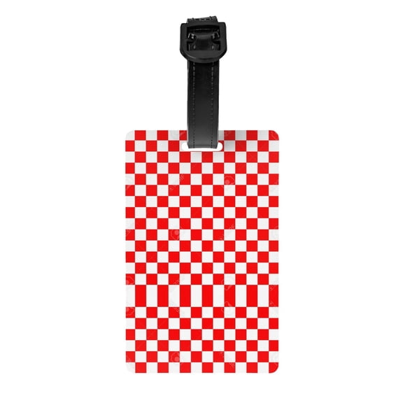 Red Checkerboard Pattern Luggage Identifier Name Tag For Backpacks Suitcases Bags Baggage