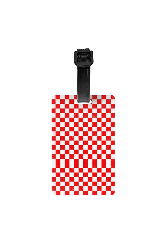 Red Checkerboard Pattern Luggage Identifier Name Tag For Backpacks Suitcases Bags Baggage