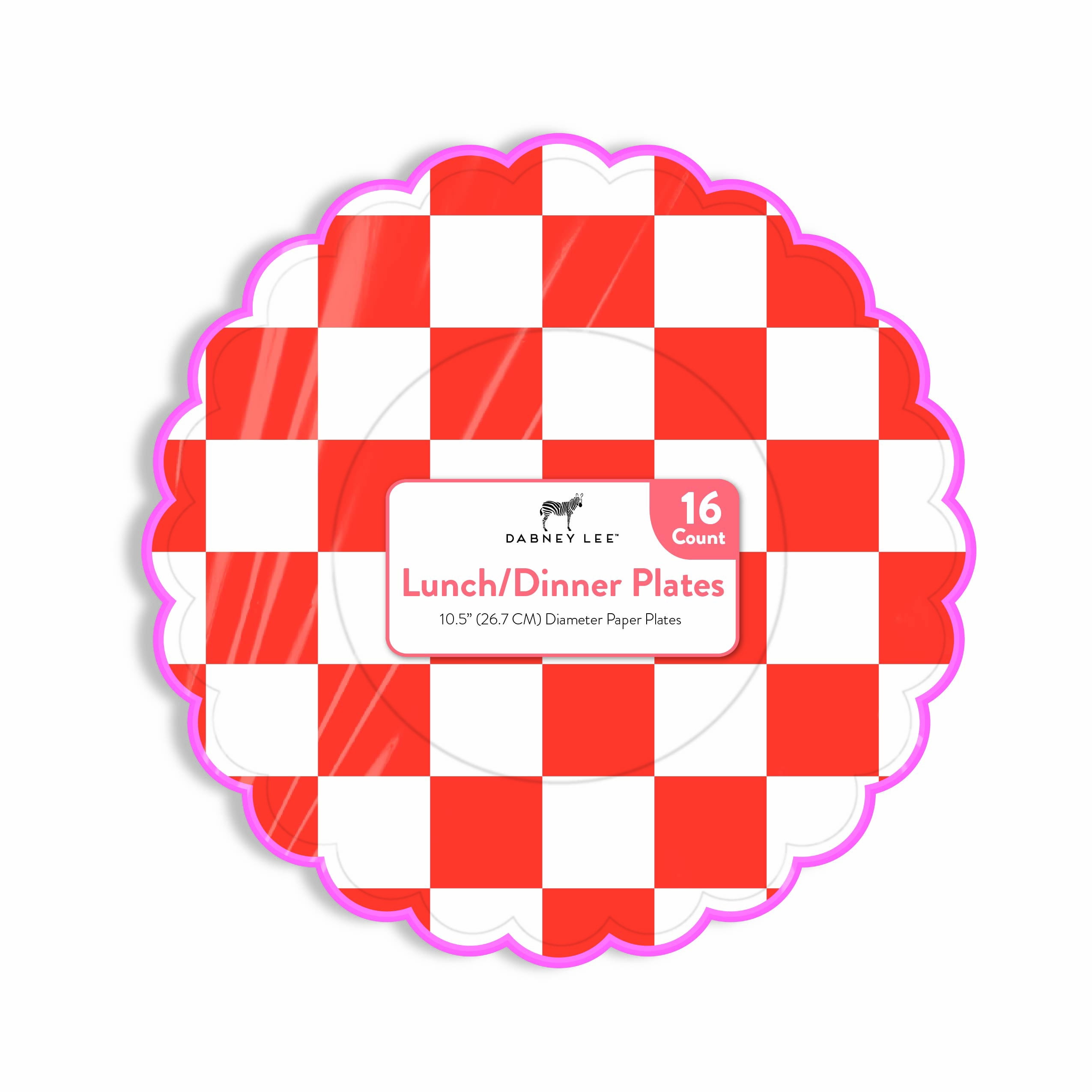Red Checkered 10.5 inch Dinner Plates, 16 Count, Disposable and Recyclable by Dabney Lee