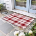 thumbnail image 1 of Red Checkered Door Mat Indoor Outdoor, Red White Plaid Farmhouse Non Slip Welcome Mat with Rubber Backing, Absorbent Fabric Front Door Mats Entryway Rug for Home Patio Entrance 20"x31.5", 1 of 8