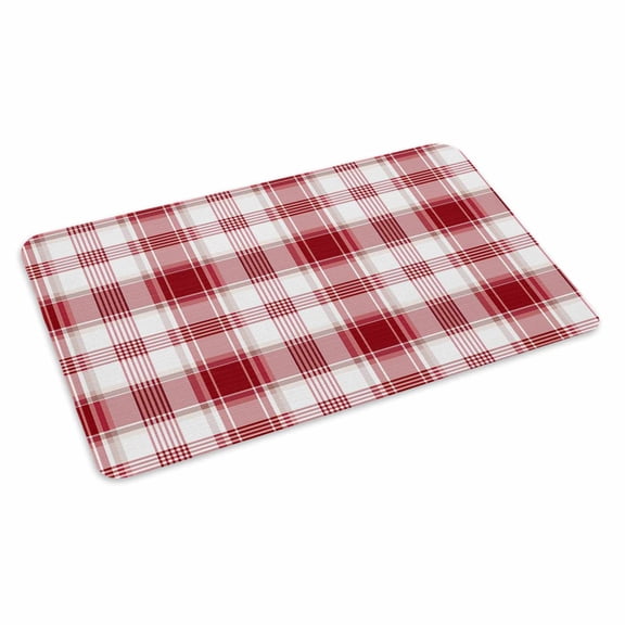 Red Checkered Doormat Outdoor Entrance 24"x36", Red White Plaid Farmhouse Absorb Moisture Dirt Door Mats, Non-Slip Rubber Backing Floor Mats Indoor, Low-Profile Front Door Rugs