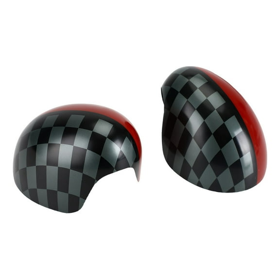 Red Checkered Mirror Cover For Mini Cooper Hardtop F55