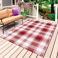 thumbnail image 1 of Red Checkered Outdoor Rug for Patio/Deck/Porch, Non-Slip Large Area Rug 5 x 8 Ft, Red White Plaid Farmhouse Indoor Outdoor Rugs Washable Area Rugs, Reversible Camping Rug Carpet Runner, 1 of 8