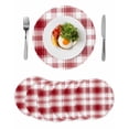 thumbnail image 1 of Red Checkered Round 13 Inch Placemats Set of 6, Red White Plaid Farmhouse HeatResistant Non Slip Place Mats for Dining Table, Wipeable Braided Kitchen Table Mats for Housewarming, 1 of 9