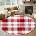 thumbnail image 1 of Red Checkered Round Area Rug 7 FT, Non Slip Living Room Area Carpet, Red White Plaid Farmhouse Washable Soft Circular Rug Non-Shedding Floor Carpet for Bedside Office Play Room Classroom, 1 of 9