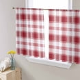 thumbnail image 1 of Red Checkered Semi Sheer Curtains 54 Inch Length 2 Panels Set, Red White Plaid Farmhouse Sheer Kitchen Curtain Privacy Voile Window Curtain for Living Room Bedroom Rod Pocket Drapes, 1 of 7