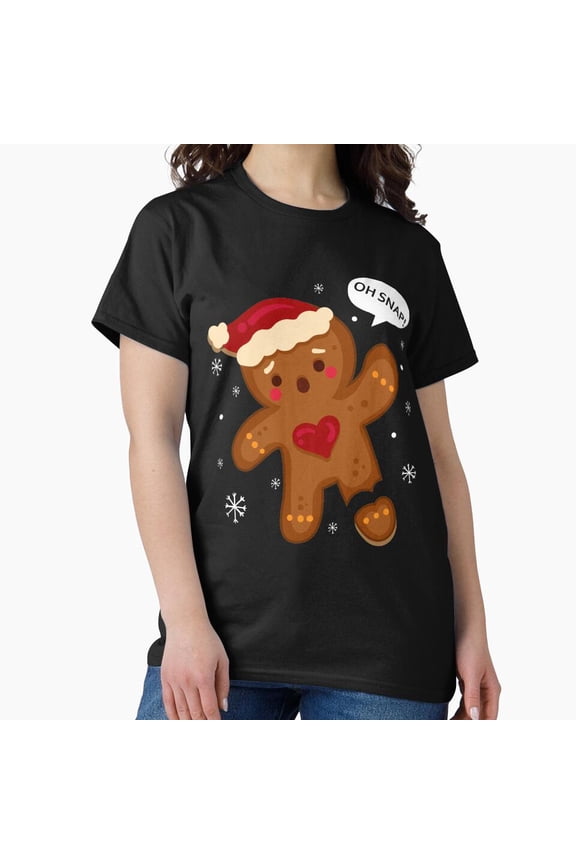 Red Cheeks Oh Snap Broken Gingerbread Cute Holiday Cookie Art Unisex T-Shirt, up to size 5XL