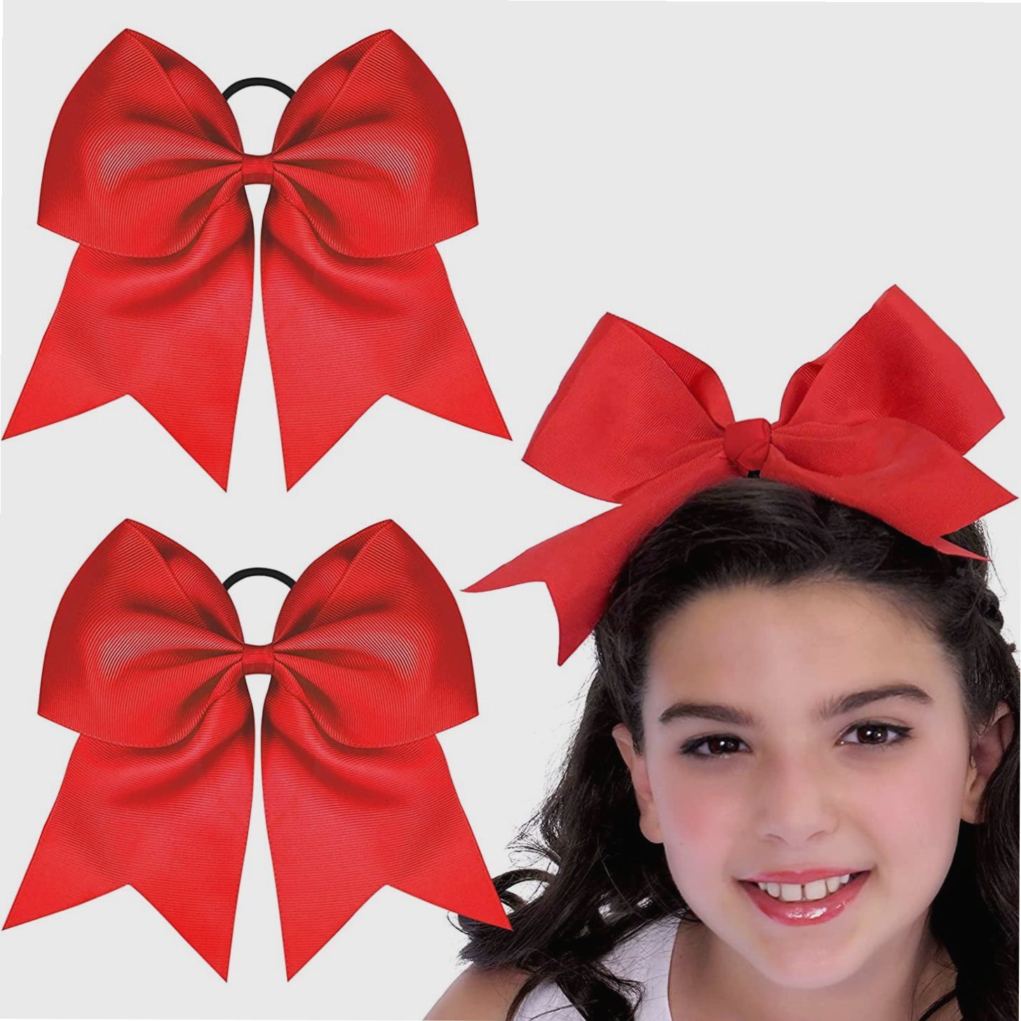 Red Cheer Ribbon Red Cheer Bows Bulk Large Hair Bows Breast Cancer 8inch for Toddler ...