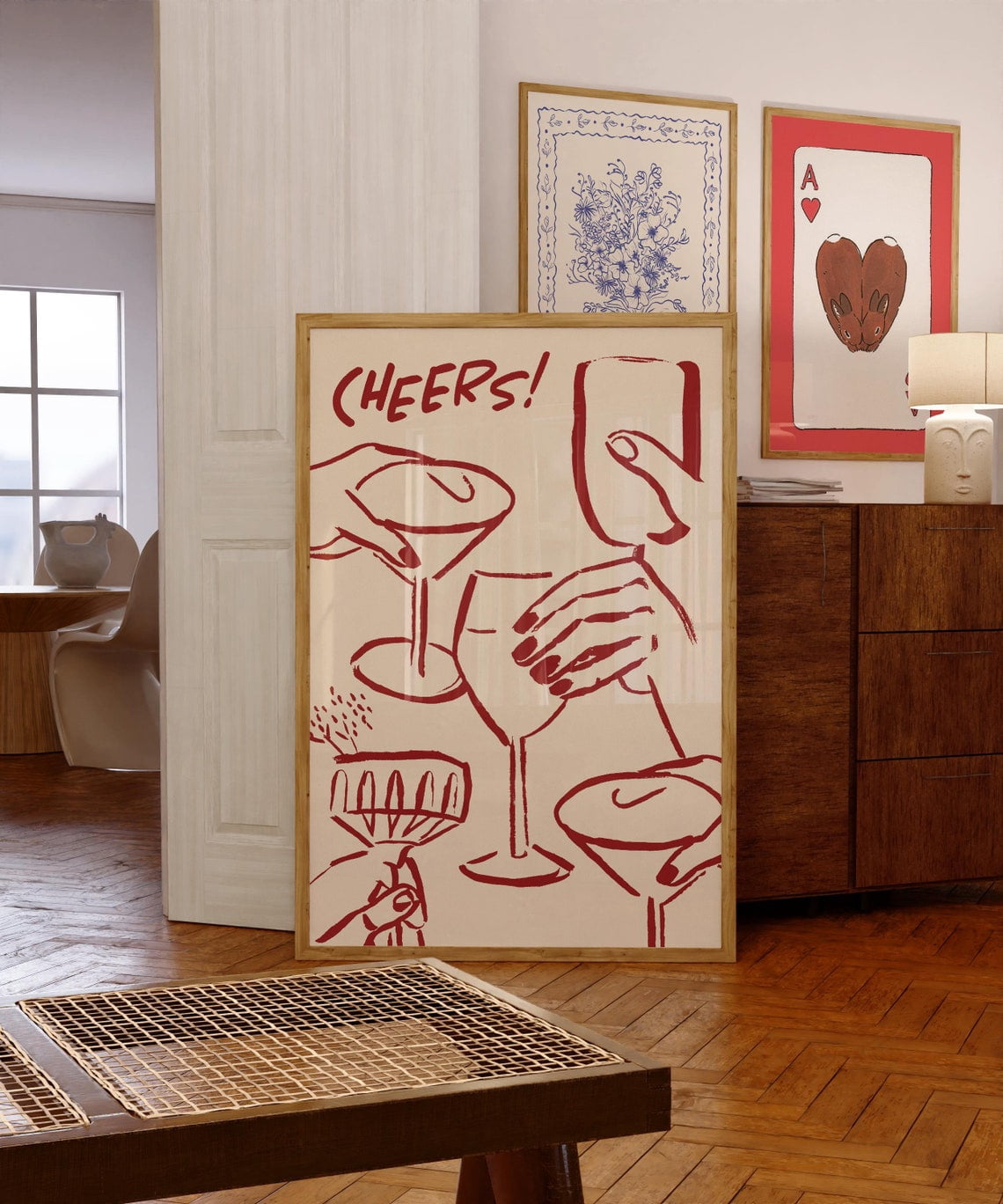 Red Cheers Wine Wall Art Print, French Kitchen Bar Decor - Walmart.com