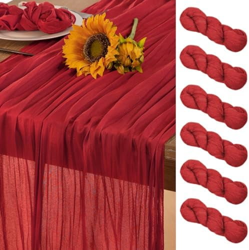 Red Cheesecloth Table Runner 6 Pack Fall Table Runners Boho Gauze 120 ...