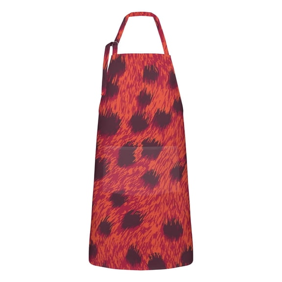 Red Cheetah Leopard Pattern Apron-Garden Aprons for Women with Pockets-Cotton Linen Waterproof Kitchen Cooking Gardening Aprons Adjustable for Kitchen,Cooking,BBQ and Salon 33x27 Inch