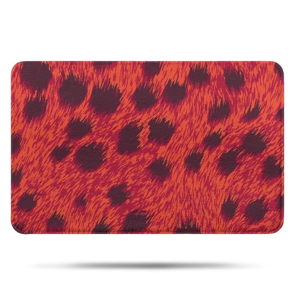 Red Cheetah Leopard Pattern Bathroom Rugs Mat,Non Slip Microfiber Bathroom Rug,Rubber Backing,Soft Bathroom Mats for Bathroom Floor,Tub and Shower,17x27in(43x68cm)